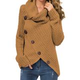 Suéter Feminino Grecerelle, Gola Alta, Pulôver Grosso M, Bronzeado Claro