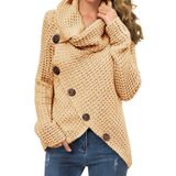 Suéter Feminino Grecerelle, Gola Alta, Pulôver Grosso, Bege, Gg