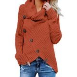 Suéter Feminino Grecerelle, Gola Alta, Pulôver Grosso, Laranja, Vermelho