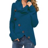 Suéter Feminino Grecerelle, De Gola Alta, Azul Grosso, Tamanho M