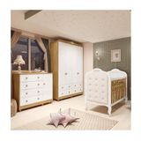 Quarto De Bebê Com Guarda-roupa Cômoda E Berço Com Capitonê 100% Mdf Maya Clássico Espresso Móveis Branco Brilho/amêndoa/branco