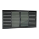 Veneziana Elite 6 Folhas Moveis 120 X 240 Vidro Liso Preto