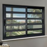 Janela Elite Com Travessas 2 Folhas Moveis 120 X 150 Vidro Liso Preto