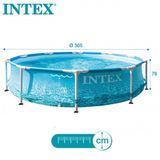 Kit Piscina Estrutural Redonda Com Bomba Filtrante 127v Beira Mar 4,485l 3,05m De Diâmetro Intex