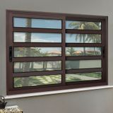Janela Elite Com Travessas 2 Folhas Moveis 120 X 200 Vidro Liso Corten
