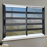 Janela Elite Com Travessas 2 Folhas Moveis 120 X 150 Vidro Reflex Mix Preto