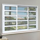 Janela Elite Com Travessas 3 Folhas Moveis Sequenciais 120 X 240 Vidro Liso Branco