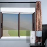 Janela Elite 2 Folhas Moveis Com Persiana Integrada Correr Com Motor E Controle Remoto 100 X 150 Vidro Reflex Mix Corten