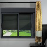 Janela Elite 2 Folhas Moveis Com Persiana Integrada 120 X 200 Vidro Liso Preto