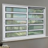Janela Elite Com Travessas 2 Folhas Moveis 100 X 120 Vidro Liso Branco