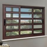 Janela Elite Com Travessas 3 Folhas Moveis Sequenciais 120 X 200 Vidro Liso Corten