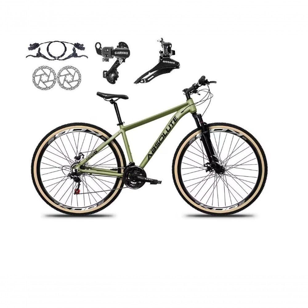 Bicicleta Aro 29 Absolute Nero 5 Shimano Freios Hidráulicos 24v Garfo Suspensão Pneu Faixa - Oliva Tam.17