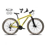 Bicicleta Aro 29 Absolute Nero 5 Shimano Freios Hidráulicos 24v Garfo Suspensão Pneu Faixa - Amarelo Tam.17