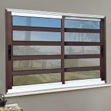 Janela Elite Com Travessas 2 Folhas Moveis 100 X 120 Vidro Reflex Mix Corten