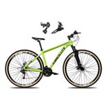 Bicicleta Aro 29 Absolute Nero 5 Alumínio 24v Câmbios Shimano Garfo Suspensão Pneu Faixa - Verde Tam.17