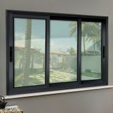 Janela Elite 3 Folhas Moveis Sequenciais 120 X 240 Vidro Liso Preto