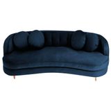 Sofá Curvo 2 Lugares Orgânico Sala Recepção Escritório Decorativo Luxo Panamá 160cm Suede Cor Azul Marinho