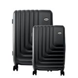 Conjunto De Malas De Viagem Abs Expansível Ika Flex Cadeado Tsa Rodas Duplas 2pcs- Preta, P/m