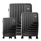 Conjunto De Malas De Viagem Expansível Em Abs Ika Flex, Cadeado Tsa Rodas Duplas 3pcs- Preta, P/m/g