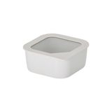 Pote Quadrado De Cerâmica - Tampa De Vidro - 900ml - Fika One - Cor Branco