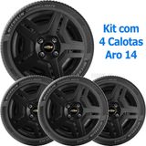 4x Calota Gm Onix Prisma Aro 14 Preto Emblema 194cb