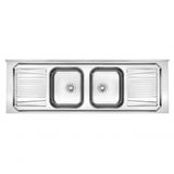 Pia De Inox Com Cuba Dupla 2,00 X 0,53 Escorredor
