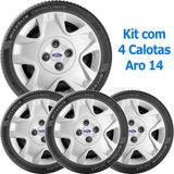 4x Calota Ford Fiesta Hatch Sedan Aro 14 Com Emblema 025cb