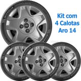 4x Calota Ford Fiesta Aro 14 Grafite Com Emblema 025cb