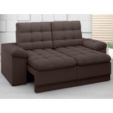Sofá Confort  1,80m Assento Retrátil e Reclinável Velosuede Chocolate - NETSOFAS