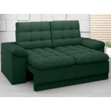 Sofá Confort  1,80m Assento Retrátil e Reclinável Velosuede Verde - NETSOFAS