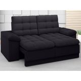 Sofá Confort  1,80m Assento Retrátil e Reclinável Velosuede Preto - NETSOFAS