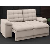 Sofá Confort  1,80m Assento Retrátil e Reclinável Velosuede Areia - NETSOFAS