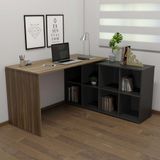 Escrivaninha Em L Mesa Office 8 Nichos Nero Ii Ipê-preto