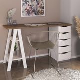 Escrivaninha Com Gaveteiro Mesa Office Spirit Ii Nogal-branco
