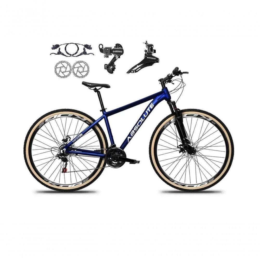 Bicicleta Aro 29 Absolute Nero 5 Shimano Freios Hidráulicos 24v Garfo Suspensão Pneu Faixa - Azul Tam.21