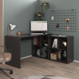 Escrivaninha Em L Mesa Office 8 Nichos Nero Ii Preto