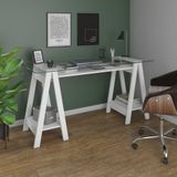 Escrivaninha Mesa De Vidro 8mm Cristal Branco