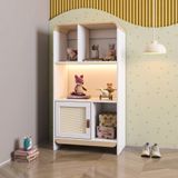 Estante Infantil Wave 1 Porta Em Rattan, Com Led E 4 Nichos Casatema Branco/natural