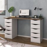 Escrivaninha Mesa Home Office 10 Gavetas Due Ii Nogal-branco
