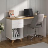 Escrivaninha De Estudos Mesa Office Com Gavetas Sky Olmo-branco