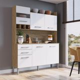 Cozinha Compacta Decibal Ac6200 6 Portas 2 Gavetas Com Armário E Balcão - Wood Branco