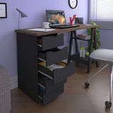 Escrivaninha Com Gaveteiro Mesa Office Spirit Ii Nogal-preto