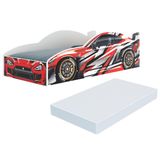 Cama Carro 100% Mdf Infantil Montessoriana Com Colchão Incluso Multimóveis Mp4323 Vermelho