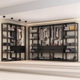 Guarda-roupas Closet Modulado 405cm 6 Peças Com 6 Gavetas E Cabideiros Multimóveis Mp4322 Preto