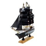 Miniatura Barco Navio Pirata De Madeira Veleiro Decorativo ? 24cm