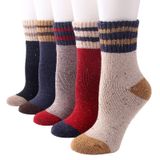 Meias Yzkke Vintage Winter Warm Wool Crew, Pacote Com 5 Para Mulheres