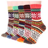 Meias Redondas De Lã De Inverno Yzkke Vintage Para Mulheres, Pacote Com 5