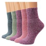 Meias Yzkke Vintage Winter Warm Wool Para Mulheres, Pacote Com 5