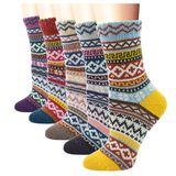 Meias Redondas De Lã De Inverno Yzkke Para Mulheres, 5 Pares, Multicoloridas