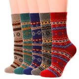 Meias Yzkke Vintage Winter Warm Wool Crew, Pacote Com 5, Para Mulheres